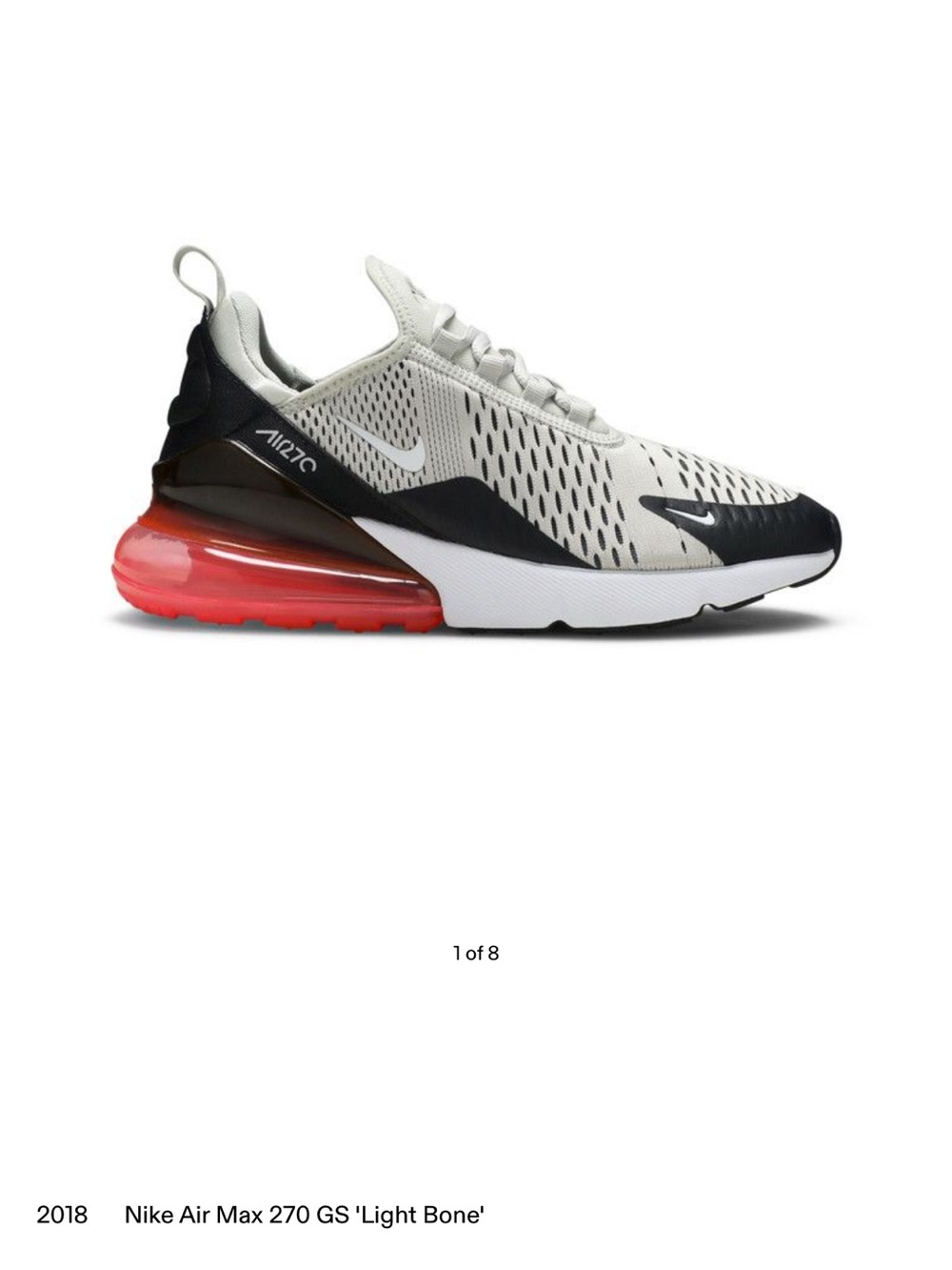 Nike Air Max 270 GS Light Bone size 8.5 Women